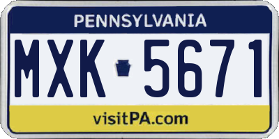 PA license plate MXK5671