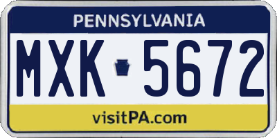 PA license plate MXK5672