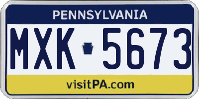 PA license plate MXK5673