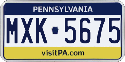 PA license plate MXK5675