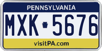 PA license plate MXK5676