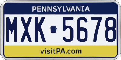 PA license plate MXK5678