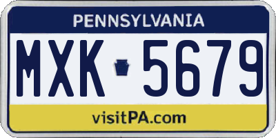 PA license plate MXK5679