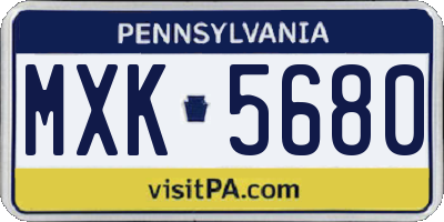 PA license plate MXK5680