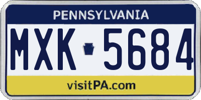 PA license plate MXK5684