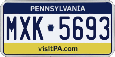 PA license plate MXK5693