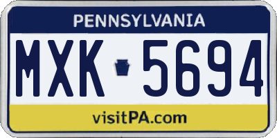 PA license plate MXK5694