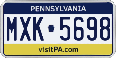 PA license plate MXK5698