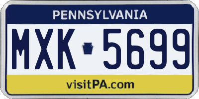 PA license plate MXK5699