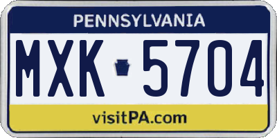 PA license plate MXK5704