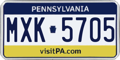 PA license plate MXK5705