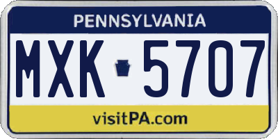 PA license plate MXK5707