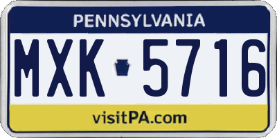 PA license plate MXK5716