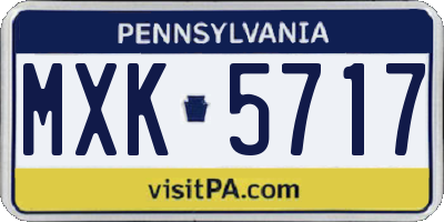 PA license plate MXK5717