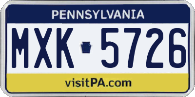 PA license plate MXK5726