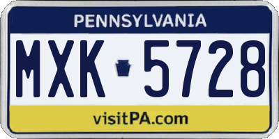 PA license plate MXK5728