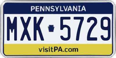 PA license plate MXK5729