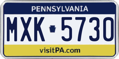 PA license plate MXK5730