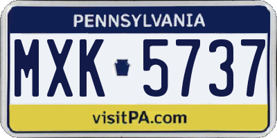 PA license plate MXK5737