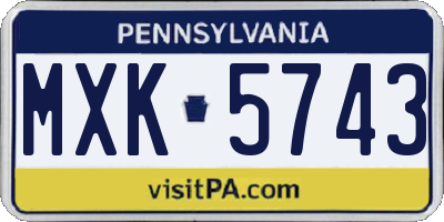 PA license plate MXK5743