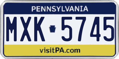 PA license plate MXK5745