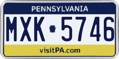 PA license plate MXK5746