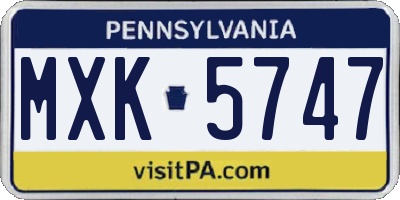 PA license plate MXK5747