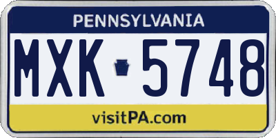 PA license plate MXK5748