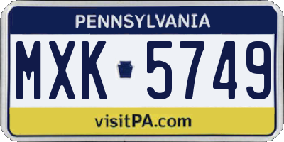 PA license plate MXK5749