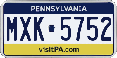 PA license plate MXK5752