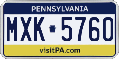 PA license plate MXK5760