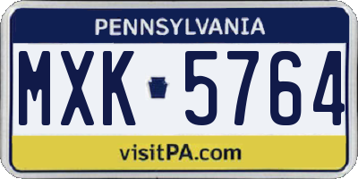 PA license plate MXK5764