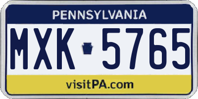 PA license plate MXK5765