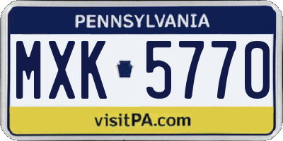 PA license plate MXK5770