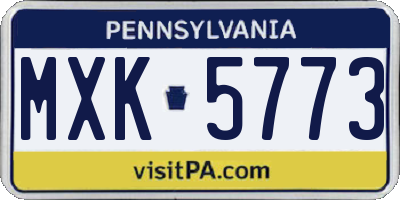 PA license plate MXK5773