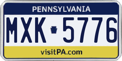 PA license plate MXK5776