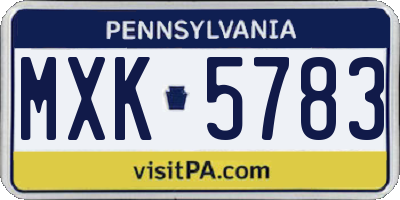 PA license plate MXK5783