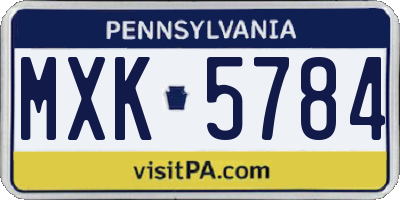 PA license plate MXK5784