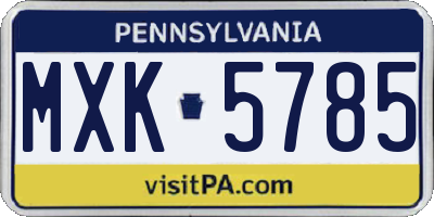 PA license plate MXK5785
