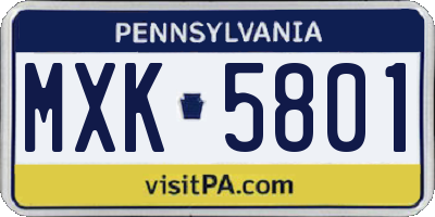 PA license plate MXK5801
