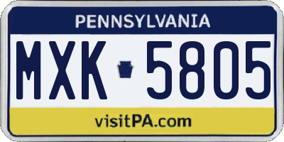 PA license plate MXK5805