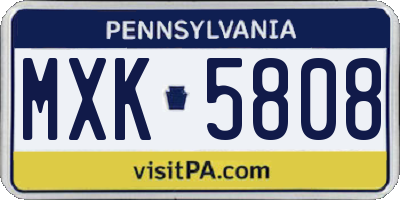 PA license plate MXK5808