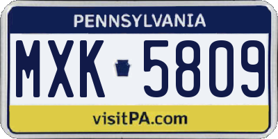 PA license plate MXK5809