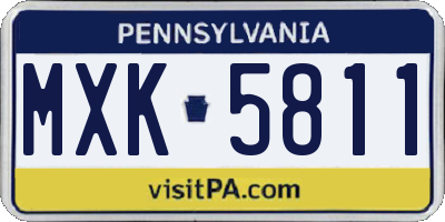 PA license plate MXK5811