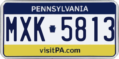 PA license plate MXK5813