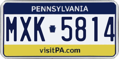 PA license plate MXK5814