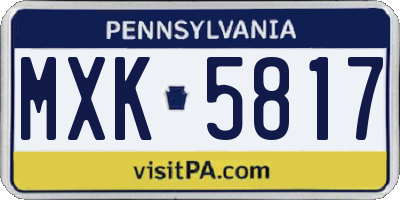 PA license plate MXK5817