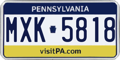 PA license plate MXK5818