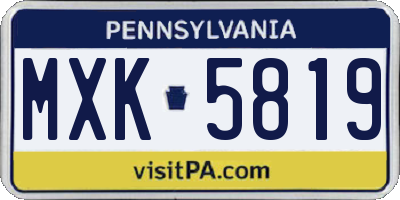 PA license plate MXK5819