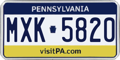 PA license plate MXK5820